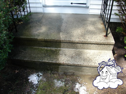 Cleaning an employee grease spill at the back door of a restaurant
 .